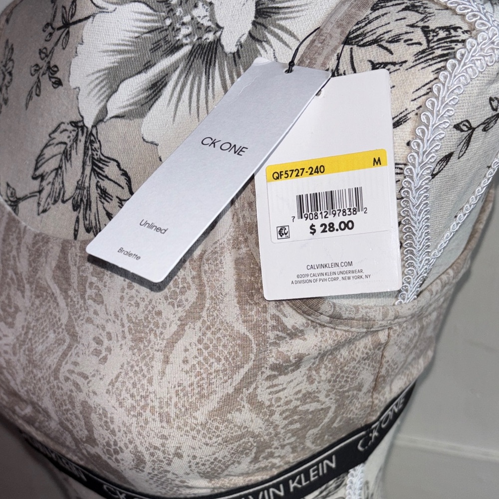 Calvin Klein Taupe Snake-Print Bralette with CK One Logo Band - Picture 6 of 6